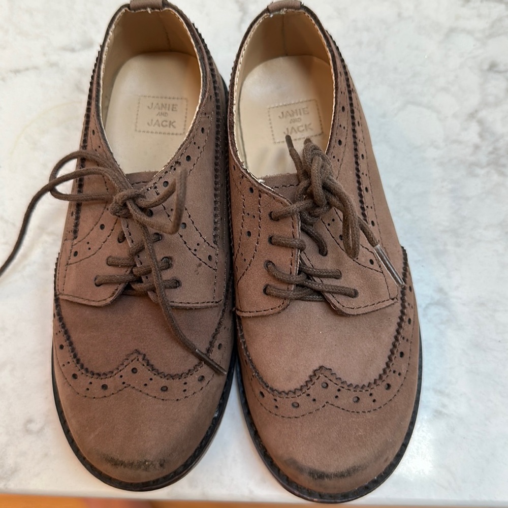 Janie & jack brown leather boys dress shoes size 10